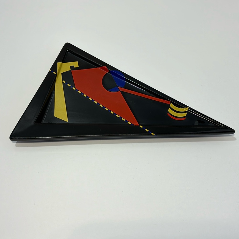 Toyo Rhythm Japan Ceramic Tray Dish By Scott Sumner Geometric Black Glaze VTG